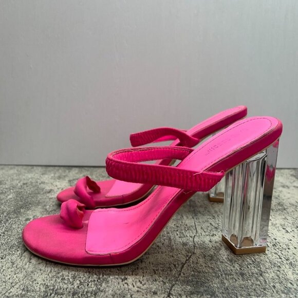 Cape Ribbon Hot Pink Sandal Transparent Heels Womens Size 10M - Picture 3 of 12